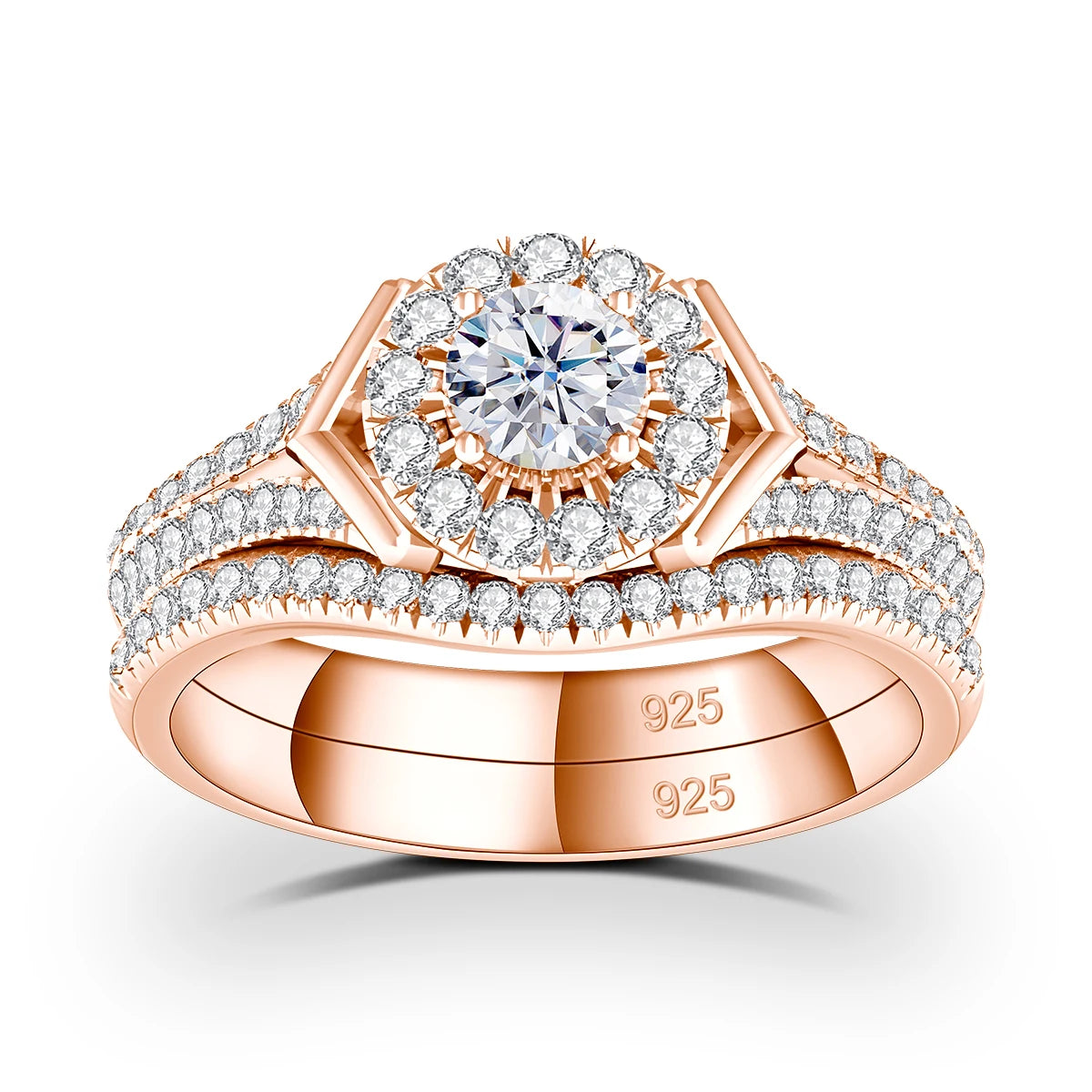Verlobungsringe Paarset aus Moissanit und 925 Sterling Silber mit Zertifikat Premium Hochzeits Schmuck Geschenk