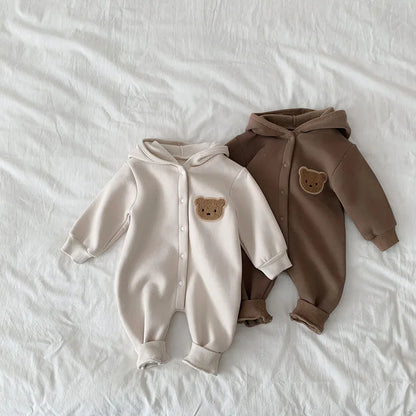 Kleinkind Overall mit Kapuze im Bären-Design für Neugeborene und Babys