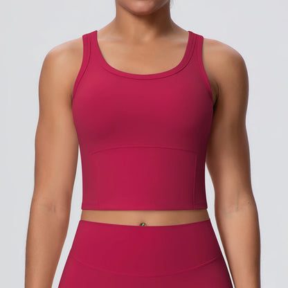 Sporttop mit Polstern, nahtlos, bordeauxrot