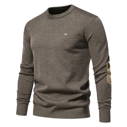 2023 neuer Herbst Baumwoll pullover für Männer o Hals Patchwork Ärmel Pullover Männer einfarbig warme Winter Herren Pullover