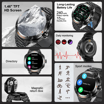 LIGE Neue TWS 2-in-1 Smart Uhr Mit Headset Bluetooth Anruf NFC Smartwatch Männer Herzfrequenz Blut sauerstoff Spielen Musik Ohrhörer Uhr