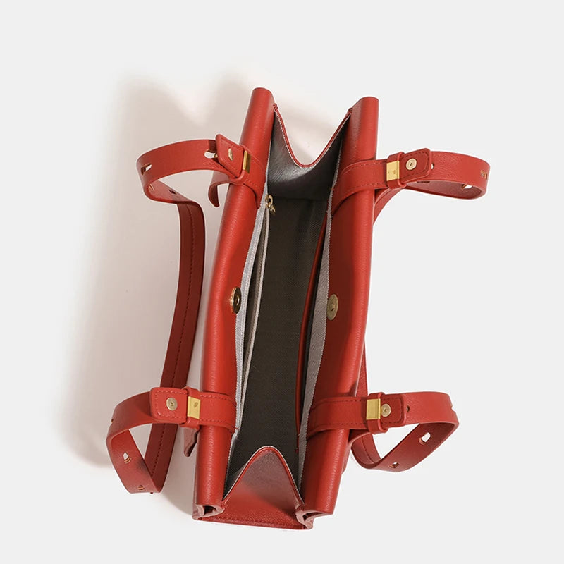 Schultertasche Aus Kuh-Spaltleder In Rot | Elegant