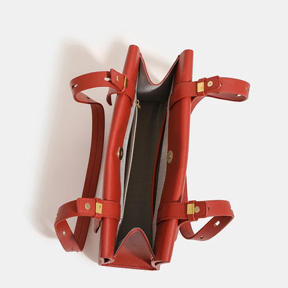 Schultertasche Aus Kuh-Spaltleder In Rot | Elegant
