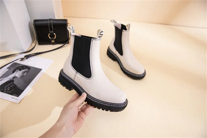 Women Winter Boots Sued Genuine Leather  New Fashion British Style Women Chelsea Boots Large Size 41　42　43 Female Ankle Boots