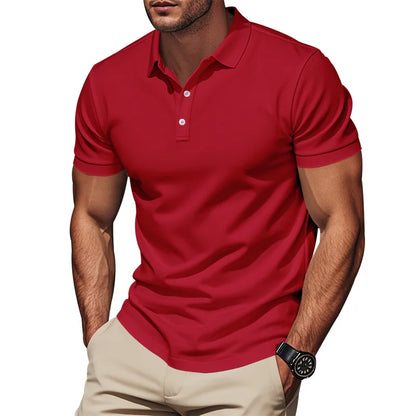 Langärmeliges Herren-Poloshirt mit Waffelstruktur und Knopfleiste – ideal für Freizeit und Urlaub