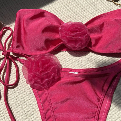 Sexy Bikini-Set mit Push-up-Effekt – Solides Design für Strand und Pool