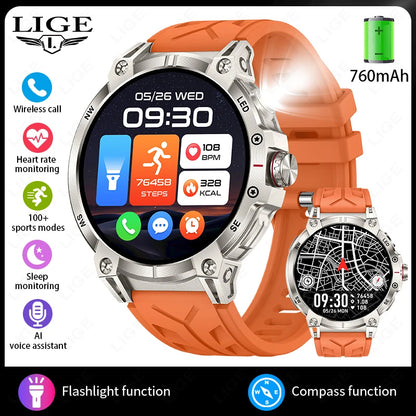 Herren Smartwatch mit Bluetooth Anruf Funktion und Fitness Tracker für Outdoor Aktivitäten