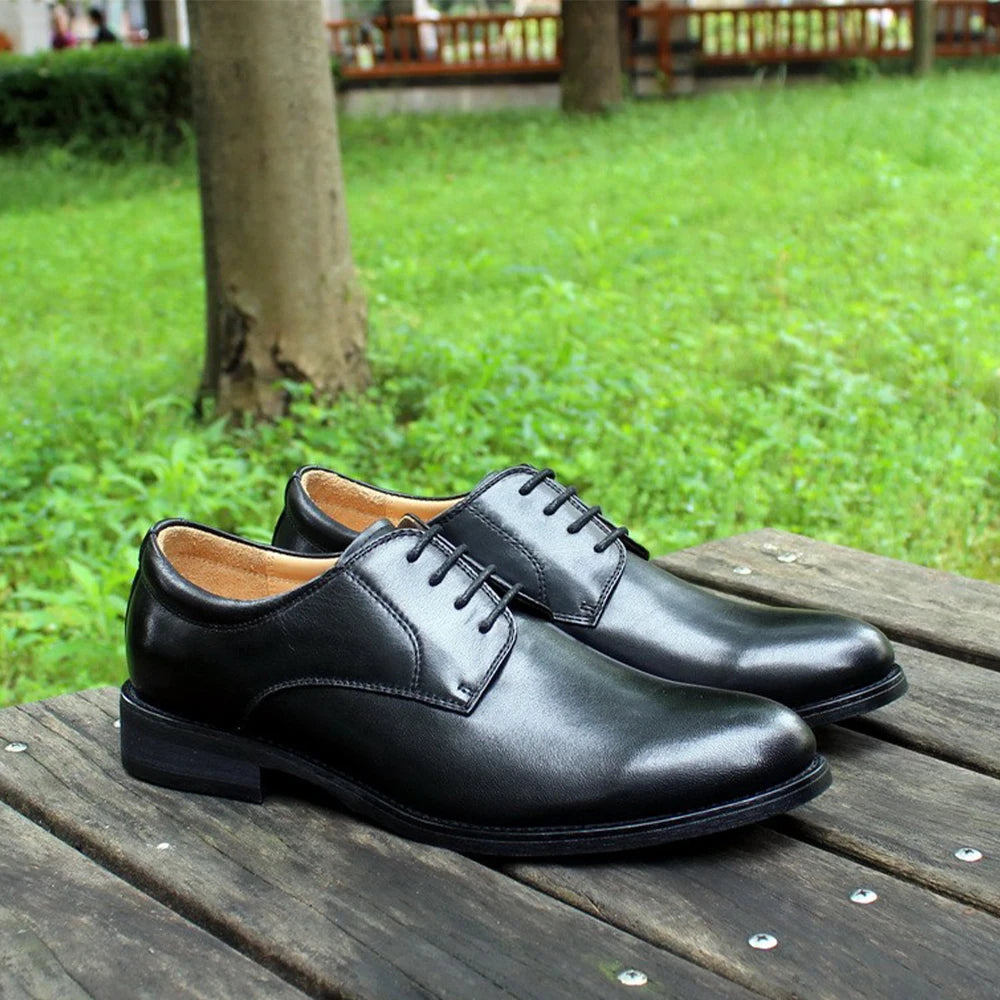 Black Leather Lace-Up Men's Shoes Business Formal Shoes Wear-Resistant Breathable Solid Color Dress Shoes Handmade Men's Shoes