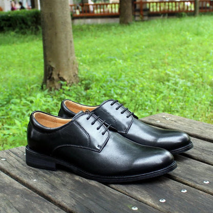 Black Leather Lace-Up Men's Shoes Business Formal Shoes Wear-Resistant Breathable Solid Color Dress Shoes Handmade Men's Shoes