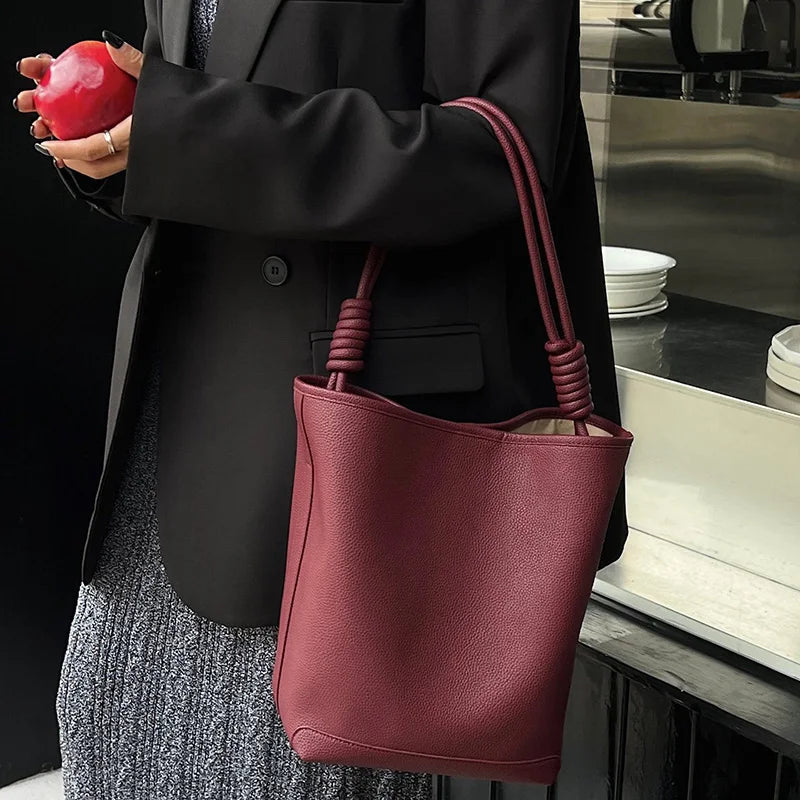 Donnain Bucket-Tasche aus Split-Leder | Damen Tote Große Kapazität