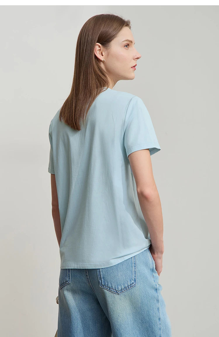 Damen T-Shirt aus Eisprozellan mit Rundhalsausschnitt und antibakteriellen Eigenschaften