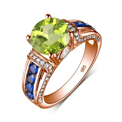 Damen-Ring aus Roségold mit Mystic Topas Regenbogen 8mm Rundschliff Verlobungsring Geschenk