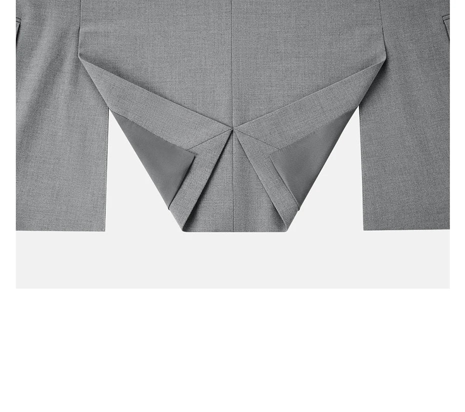 Herren-Anzugset mit Blazer und Hose in tiefem Blau und Khaki – modischer Seersucker für Frühling und Sommer, ideal für Hochzeiten und Büro.
