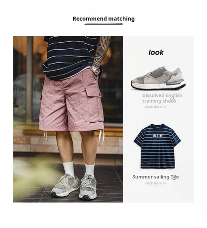 Herren Cargo-Shorts aus schnelltrocknendem Material mit elastischer Taille für den Sommer