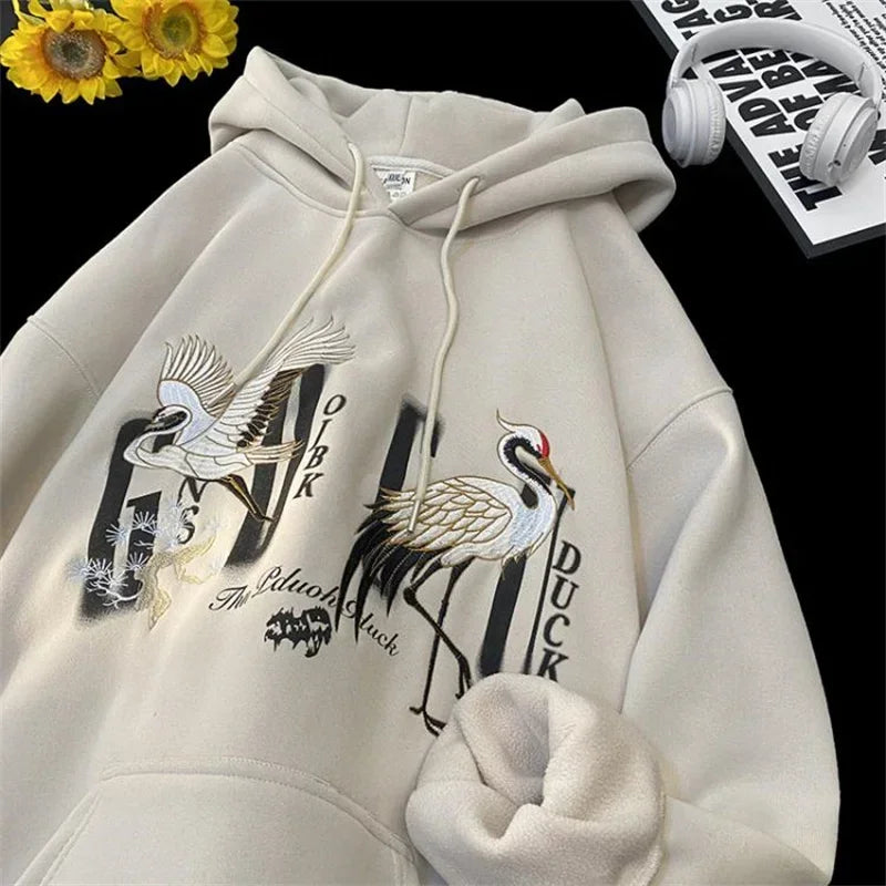 Herren Kapuzenpullover im chinesischen Stil mit Druck und Taschen