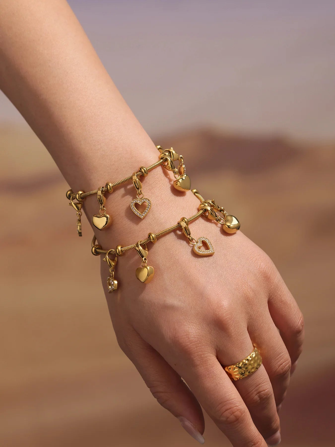 Damen-Charm-Armband mit Herz-Zirkonia
