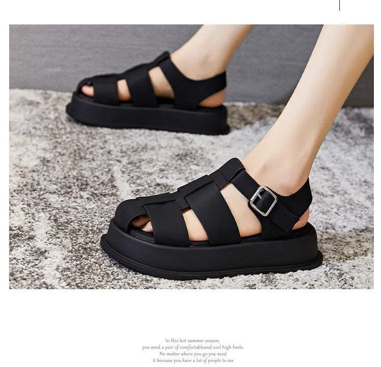 AIYUQI Women's Sandals Closed toe 2025 Summer New Women Roman Sandals Leisure Thick Soled Fashion Woven Women's Shoes Sandals