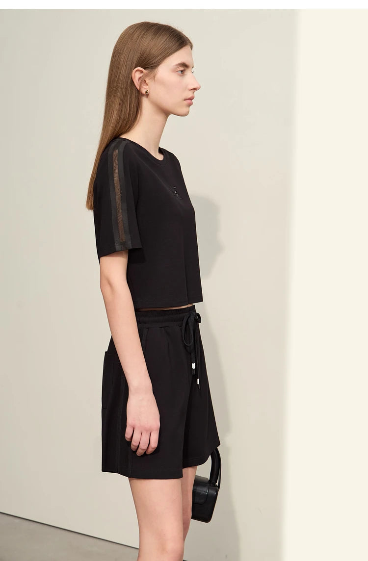 Damen Shorts im lässigen Stil mit Aushöhlung und elastischer Taille