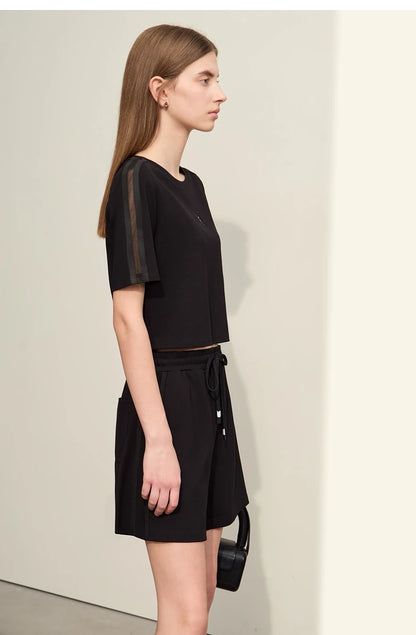 Damen Shorts im lässigen Stil mit Aushöhlung und elastischer Taille