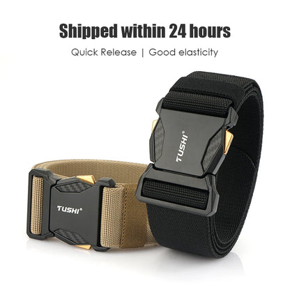Herren-Taktischer Gürtel aus Nylon mit Elastikband für Outdoor Militärsport Schnellverschluss