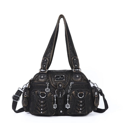 Damen-Satchel-Handtasche Aus PU-Leder Mit Top-Handle Und Mehrfachen Taschen Für Vielseitige Aufbewahrung