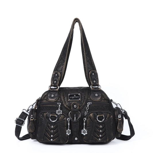 Damen-Satchel-Handtasche Aus PU-Leder Mit Top-Handle Und Mehrfachen Taschen Für Vielseitige Aufbewahrung