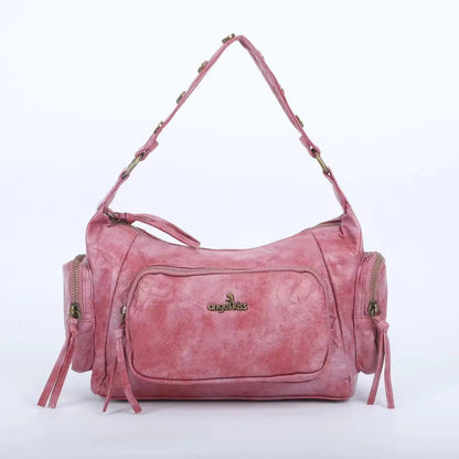 Damen-Handtasche aus Denim mit Top-Handle Stil und großzügigem Innenfach mit Reißverschluss