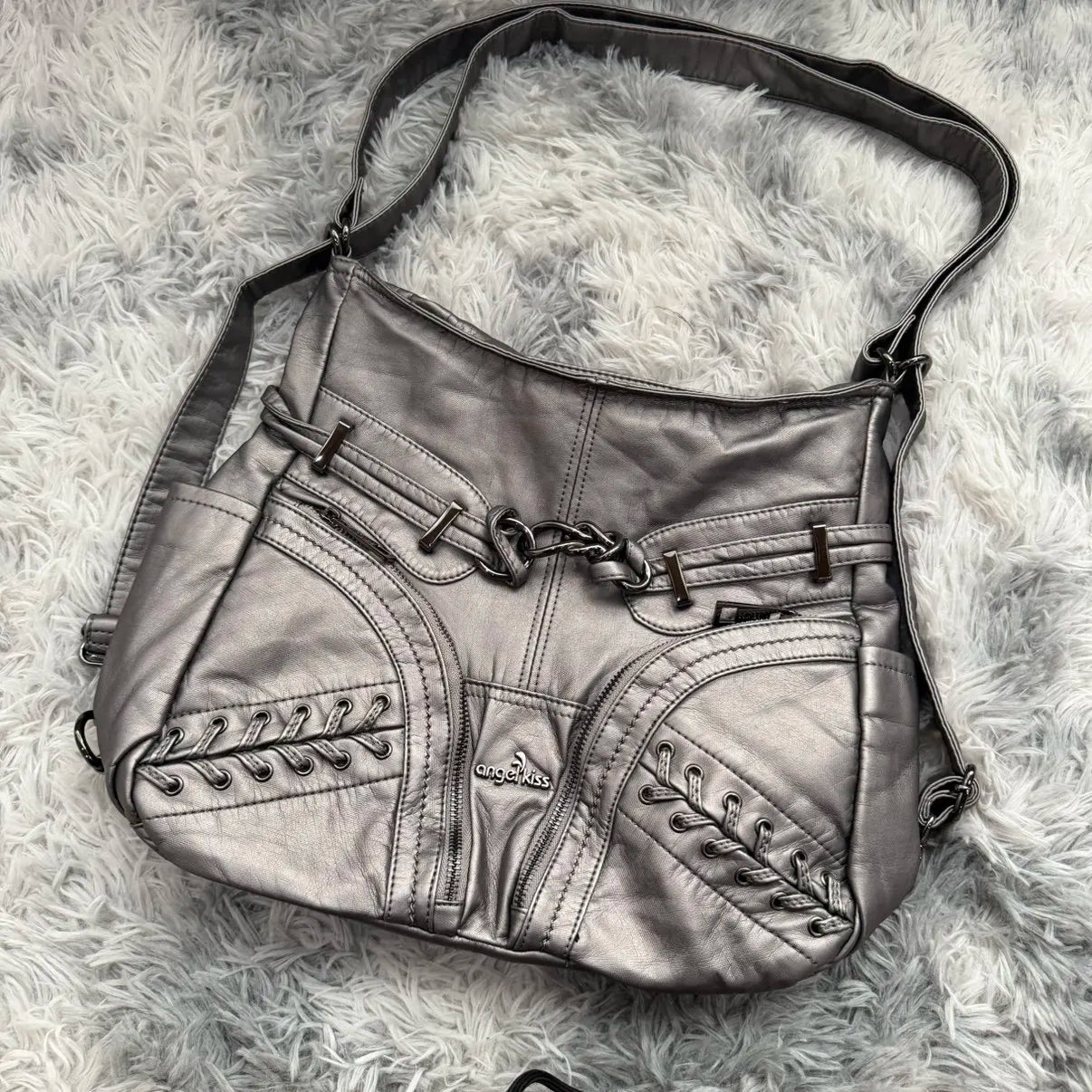 Damen-Schultertasche aus PU mit Mehrfachfächern und verstellbarem Schulterriemen Top-Handle-Design