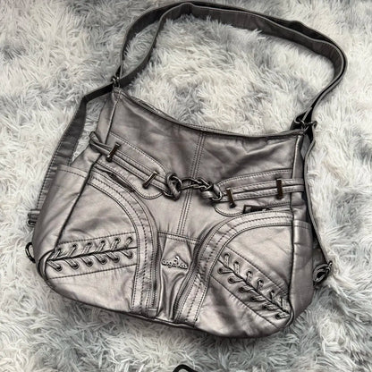 Damen-Schultertasche aus PU mit Mehrfachfächern und verstellbarem Schulterriemen Top-Handle-Design