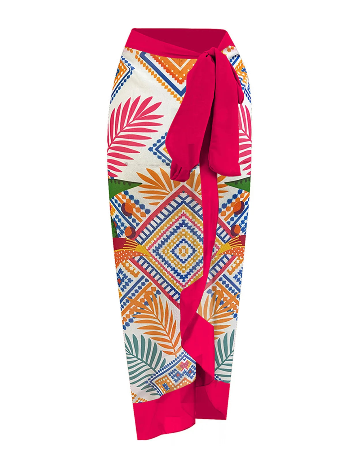 Damen-Badeanzug Print Langarm Sarong-Hose Set gepolstert