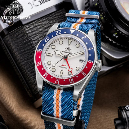 Herren-GMT-Quarzuhr mit Ronda-Werk und Nylonarmband