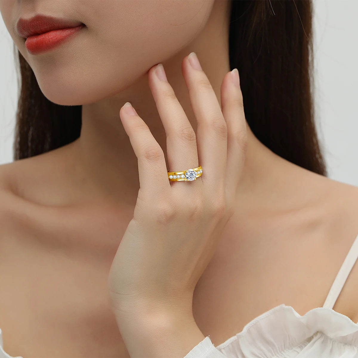 Damen-Moissanit-Ring 1 Karat Rhodium-beschichtetes 925er Silber mit Zertifikat Schmuckstück