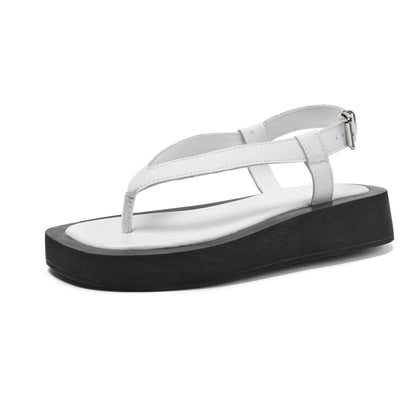 AIYUQI Flip-toe Sandalen Frauen Echtes Leder 2025, Sommer Neue Flache Römische Sandalen Frauen Große größe 41 42 43 strand sandalen frauen