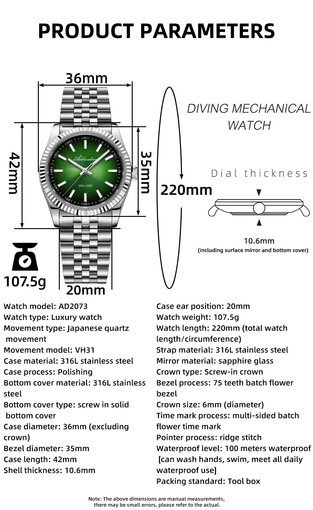 Herren-Quarzuhr mit Jubilee-Armband und Saphirglas
