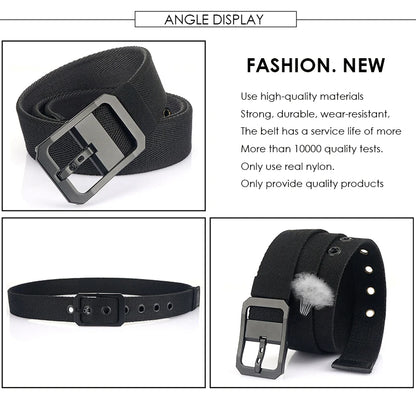 Unisex-Gürtel Aus Nylon Beidseitig Tragbar Reversibel Mit Metall-Schnalle 105–120 cm