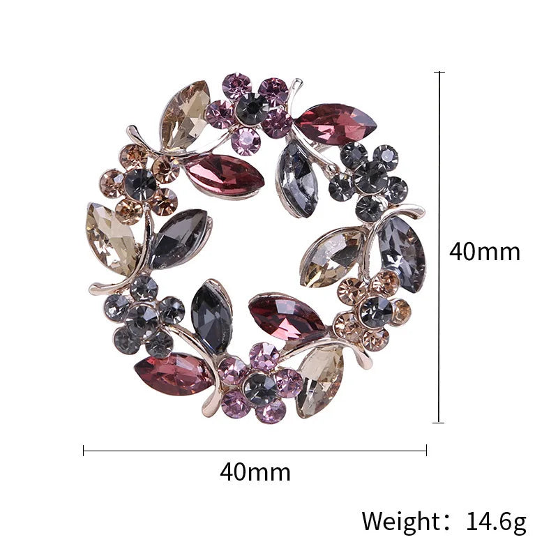 Brosche Girlande Kristall Strass Rund Luxus Boutique Corsage Damen