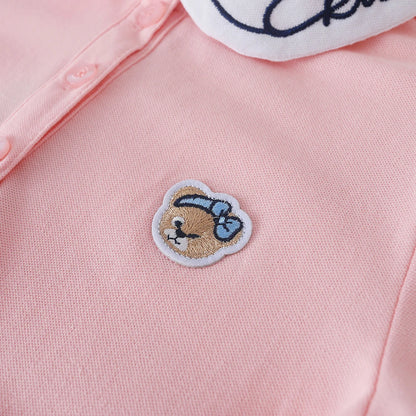 Mädchen Sommerkleid 2024 Turn-Down Kragen Kleidung Kinder adrette Stil bestickte Schule Sommerkleid Kinder 5-12 Jahre