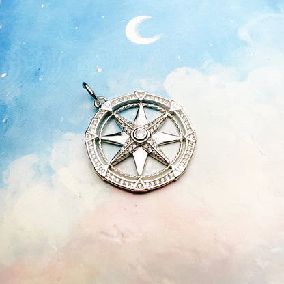 Damen-Charm-Anhänger Rad Stern Glamour trendig aus Sterlingsilber