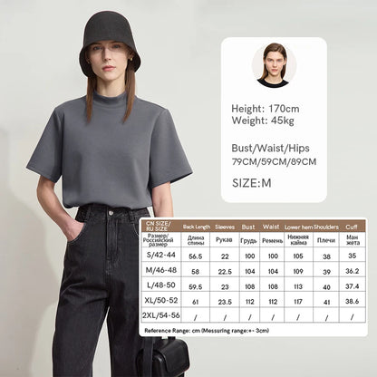 Damen Casual T-Shirt mit Gedrucktem Rollkragen und Kurzarm für den Sommer
