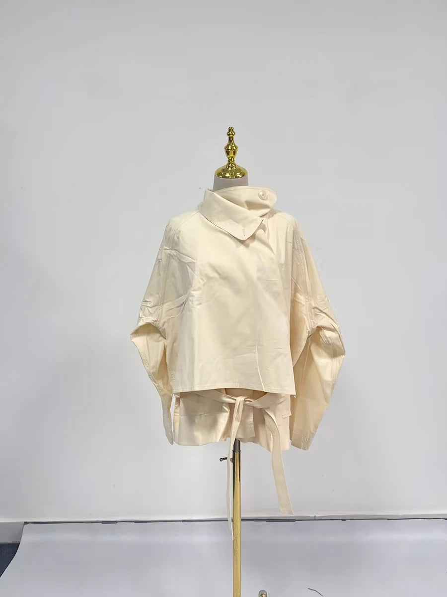 Farbblock-Minikleid mit Mesh-Einsätzen und 3D-Blumen, hohem Kragen und langen Ärmeln für Damen – figurbetontes Patchwork-Design