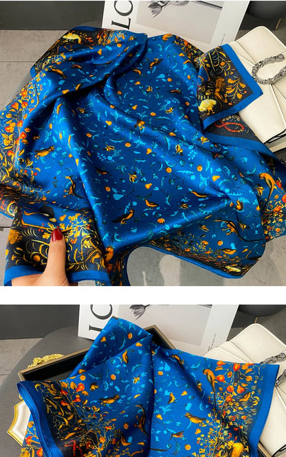 Damen Seidenschal quadratisch 68cm Halstuch Bandana Hijab Pashmina B