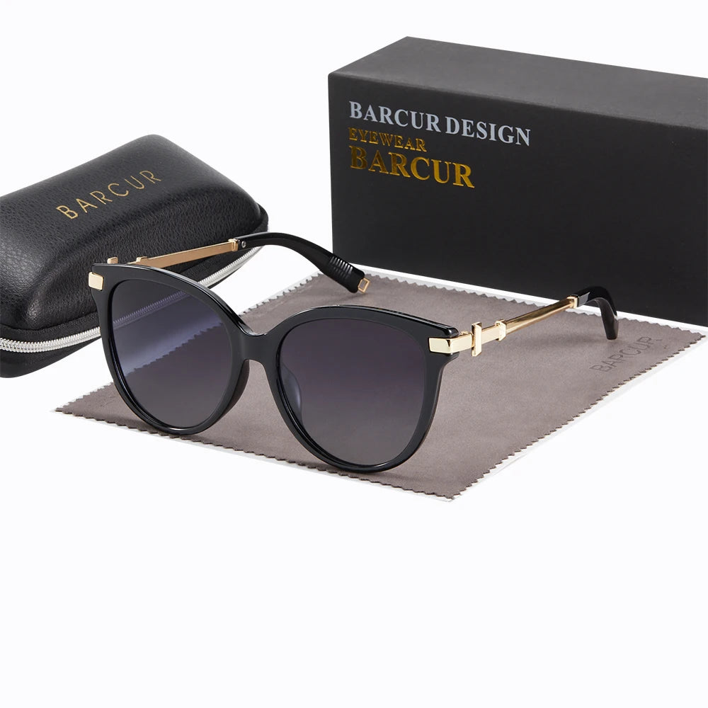 Damen-Sonnenbrille Katzenauge Edelstahl UV400 polarisiert Luxus Geschenk