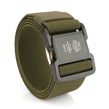 Herren-Gürtel Elastisch mit Aluminium-Schnalle 5 cm Breit Militärisch-Taktischer Stil