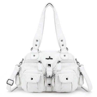 Damen-Schultertasche Aus PU-Leder Mit Mehrfachfächern Praktisch Und Elegant Vintage-Stil