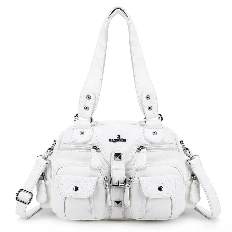 Damen-Handtasche Vintage Satchel Top-Handle Kunstleder Mit Mehreren Taschen und Innentaschen