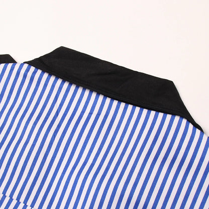 Colorblock-Denim-Blazer für Damen mit Notch-Kragen und Kettendetail – Langarm-Patchwork-Design für einen schicken Look