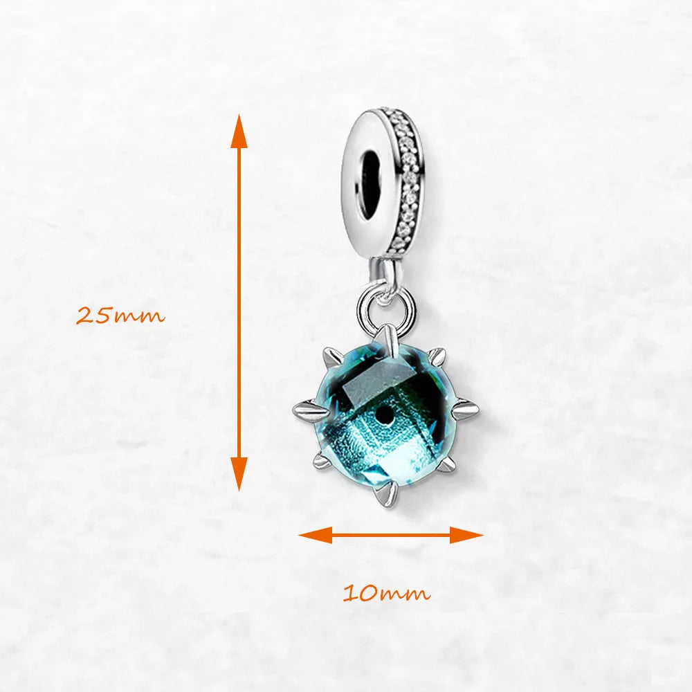 Damen-Charm-Anhänger blauer Stein trendig aus Sterlingsilber