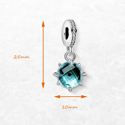Damen-Charm-Anhänger blauer Stein trendig aus Sterlingsilber
