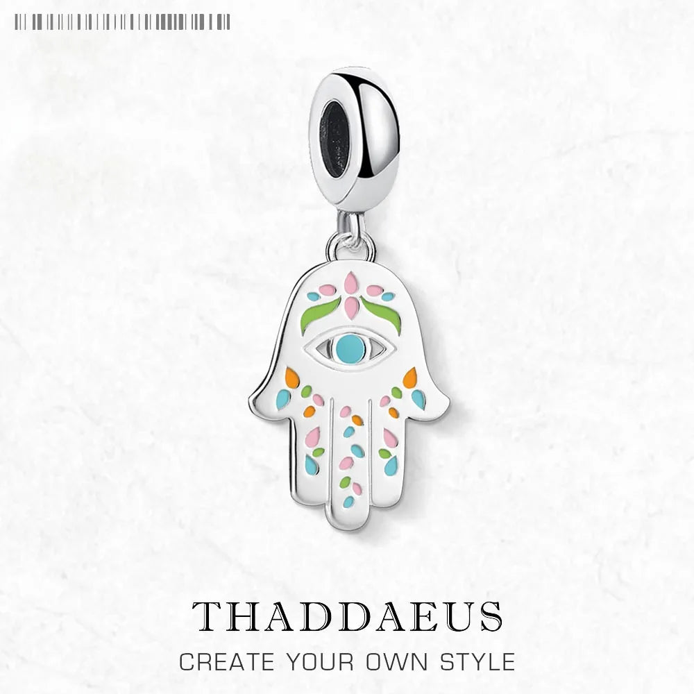 Damen-Charm-Anhänger mexikanische Hand Fatima Hamsa aus Sterlingsilber