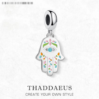 Damen-Charm-Anhänger mexikanische Hand Fatima Hamsa aus Sterlingsilber